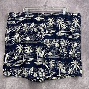 Croft & Barrow Swim Trunks Mens XL Blue Floral Palm Tree Hawaiian Beach Summer